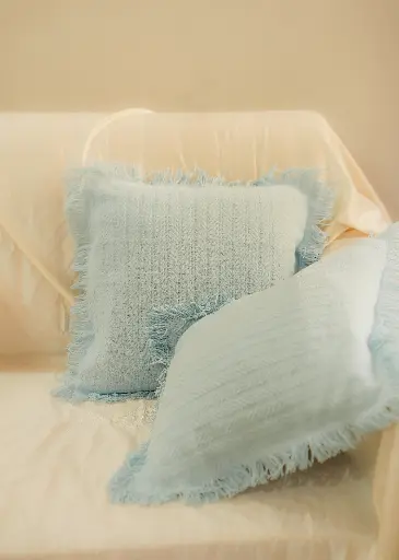 Blue Fringe cushion cover